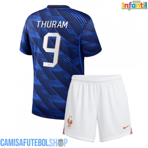 Camisa de time de futebol França Marcus Thuram #9 Replicas 1º Equipamento Infantil Mundo 2026 Manga Curta (+ Calças curtas)